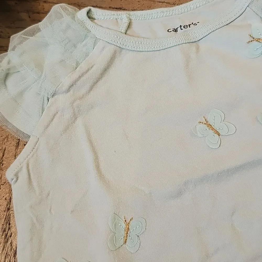 Light Blue Kids Top with Butterfly Design 3T